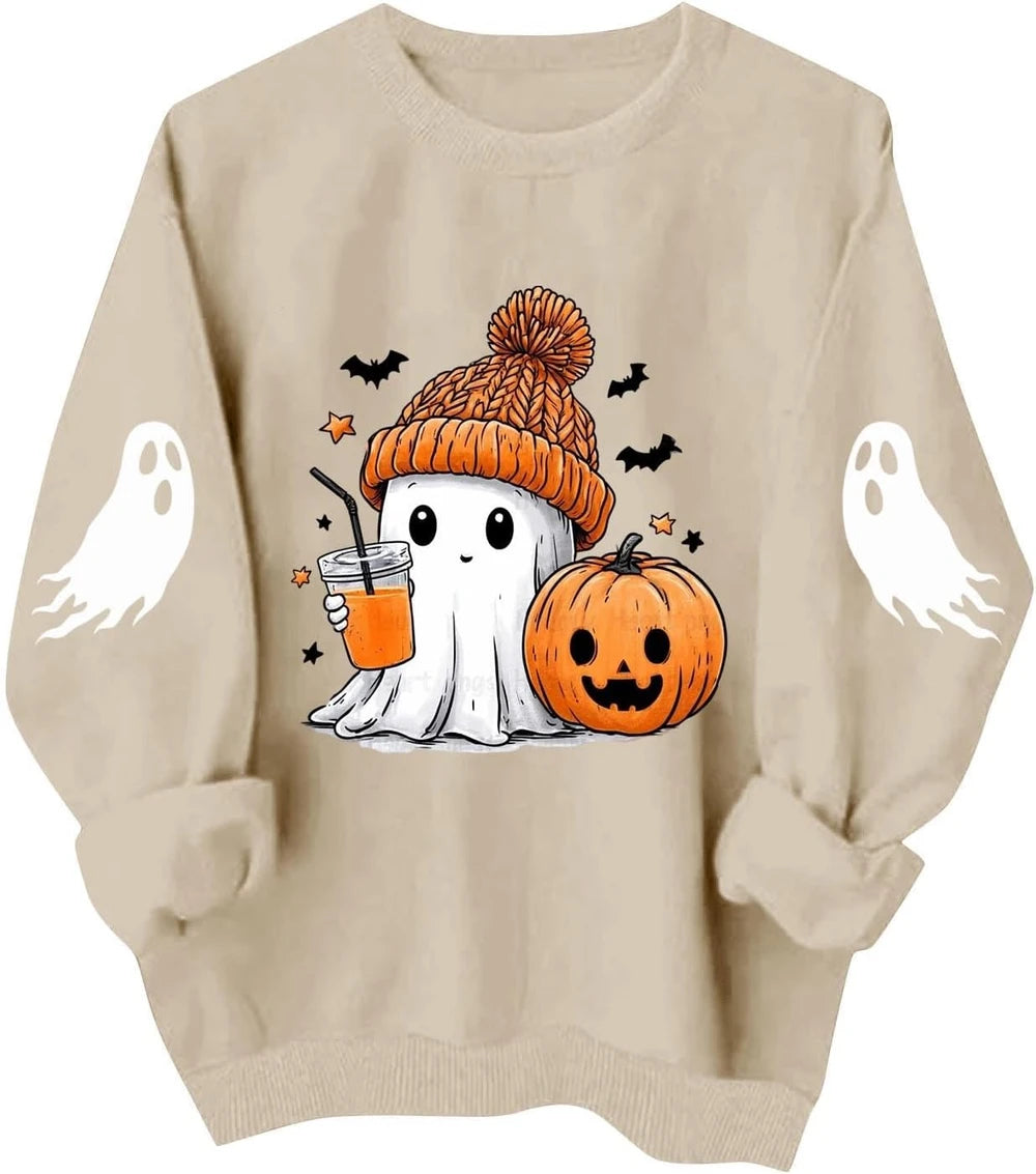Cute Ghost Pumpkin Halloween Sweatshirt