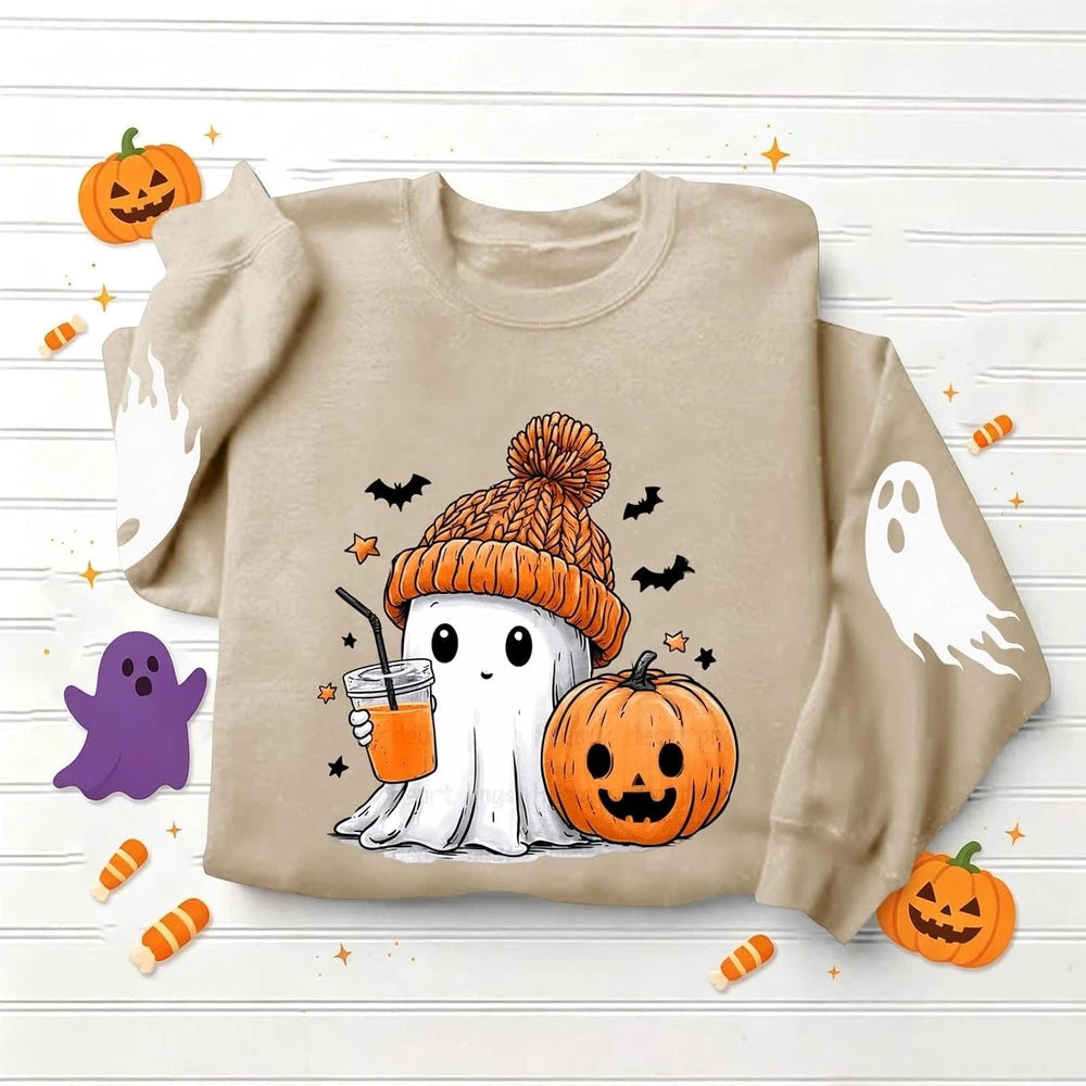 Cute Ghost Pumpkin Halloween Sweatshirt