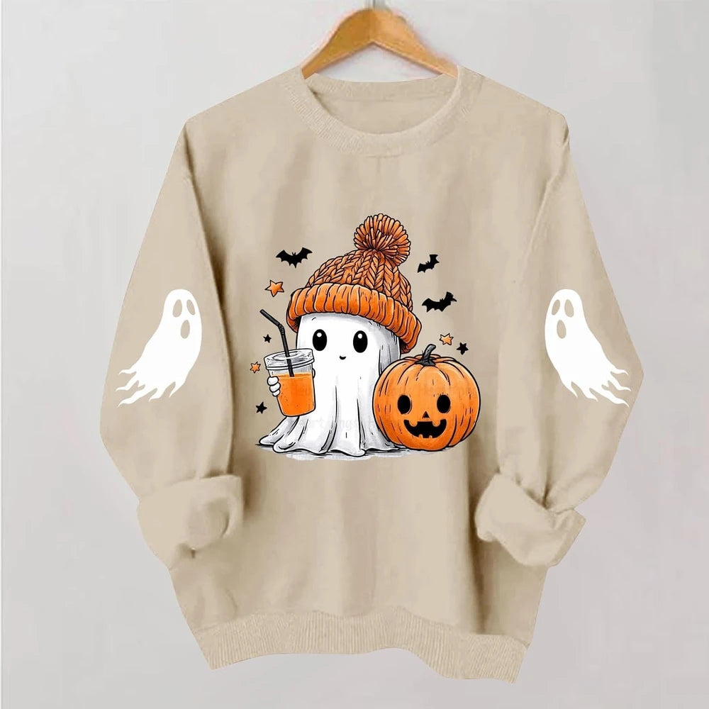 Cute Ghost Pumpkin Halloween Sweatshirt