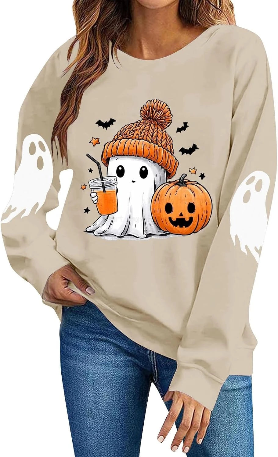 Cute Ghost Pumpkin Halloween Sweatshirt