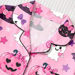 Satin Halloween Pumpkin Ghost Pajama Set