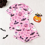 Satin Halloween Pumpkin Ghost Pajama Set