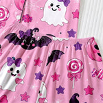 Satin Halloween Pumpkin Ghost Pajama Set