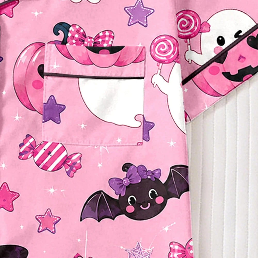 Satin Halloween Pumpkin Ghost Pajama Set