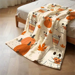 Ghost Pumpkin Flannel Throw Blanket