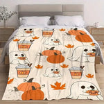 Ghost Pumpkin Flannel Throw Blanket